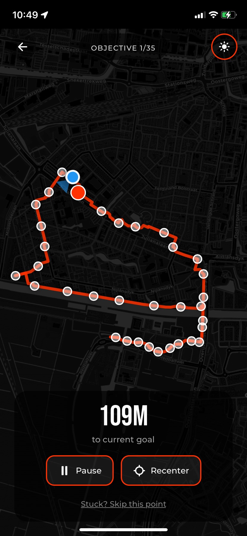 Movement game in the app